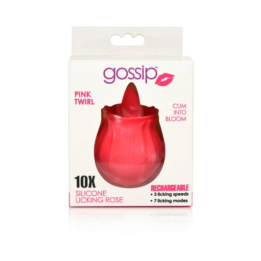 Curve Toys Gossip Cum Into Bloom Rechargeable Silicone Licking Rose Pink Twirl - TruLuv Novelties