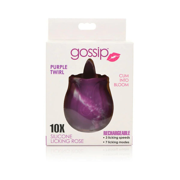 Curve Toys Gossip Cum Into Bloom Rechargeable Silicone Licking Rose Purple Twirl - TruLuv Novelties