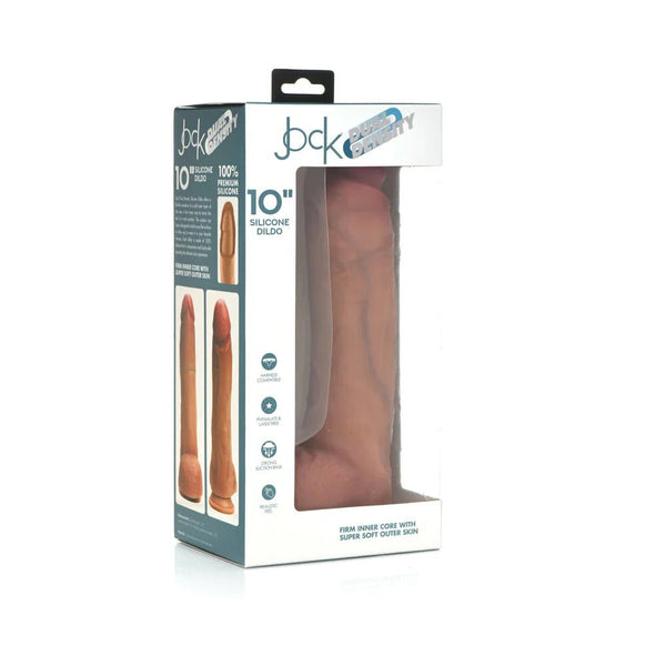 Curve Toys Jock Dual Density 10 in. Silicone Dildo with Balls & Suction Cup Light - TruLuv Novelties
