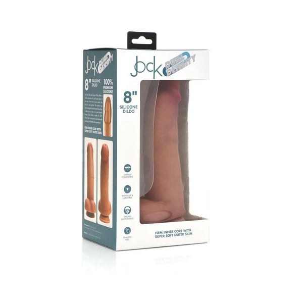 Curve Toys Jock Dual Density 8 in. Silicone Dildo with Balls & Suction Cup Light - TruLuv Novelties
