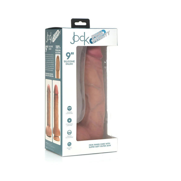 Curve Toys Jock Dual Density 9 in. Silicone Dildo with Balls & Suction Cup Light - TruLuv Novelties