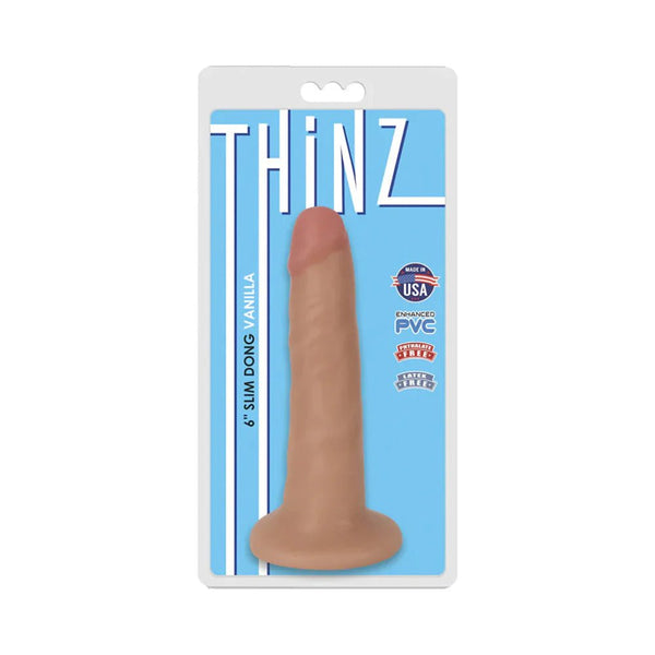 Curve Toys Thinz 6 in. Slim Dildo with Suction Cup Beige - TruLuv Novelties