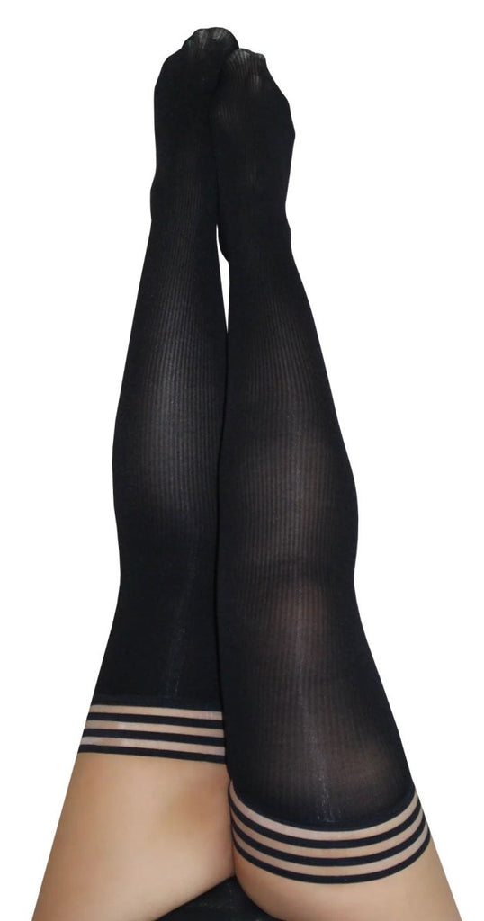 Dana Lynn - Ribbed Thigh High - Size D - Black - TruLuv Novelties