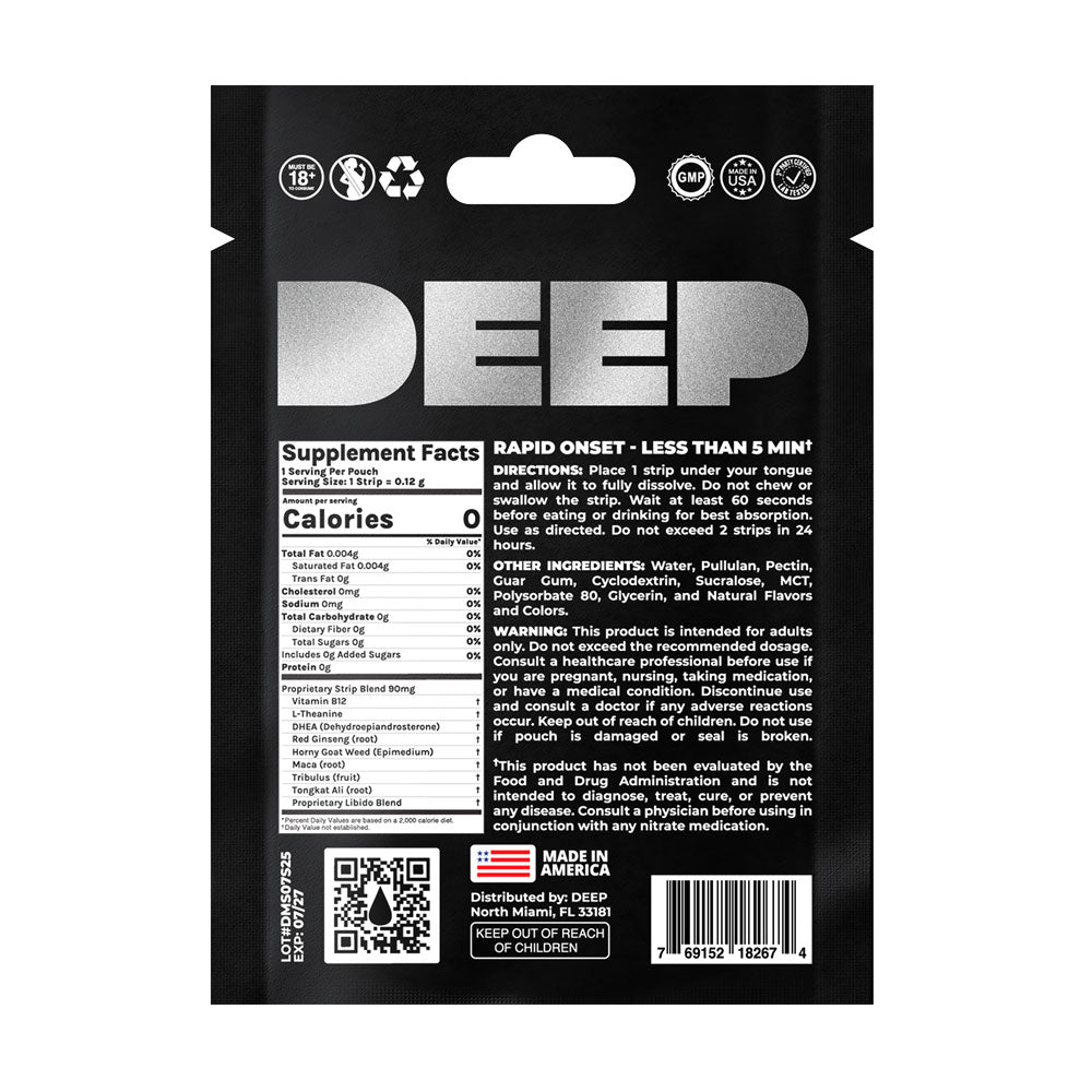 Deep - Him - Sublingual Strip - 12 Pack Display - TruLuv Novelties