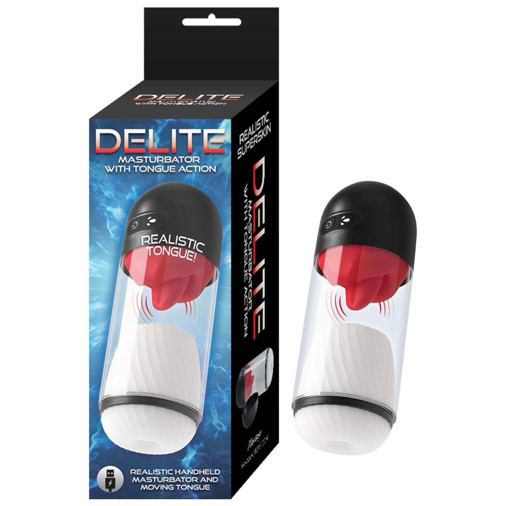 Delite Masturbator With Tongue Action - White - TruLuv Novelties