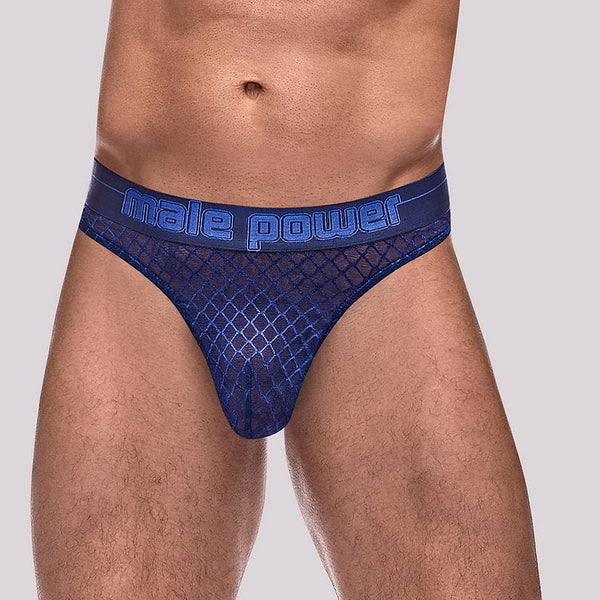 Diamond Mesh Thong - Navy - L/xl - TruLuv Novelties