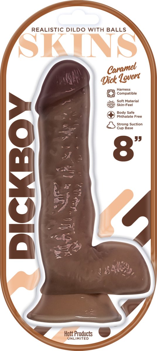 Dickboy - Skins - Dildo With Balls - 8 Inch - Caramel Dick Lover - TruLuv Novelties