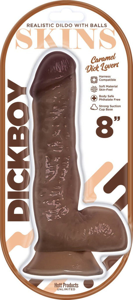 Dickboy - Skins - Dildo With Balls - 8 Inch - Caramel Dick Lover - TruLuv Novelties