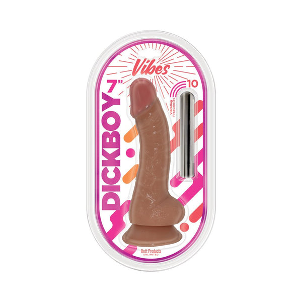 Dickboy Vibes 7 in. Dildo with Rechargeable Bullet Caramel - TruLuv Novelties