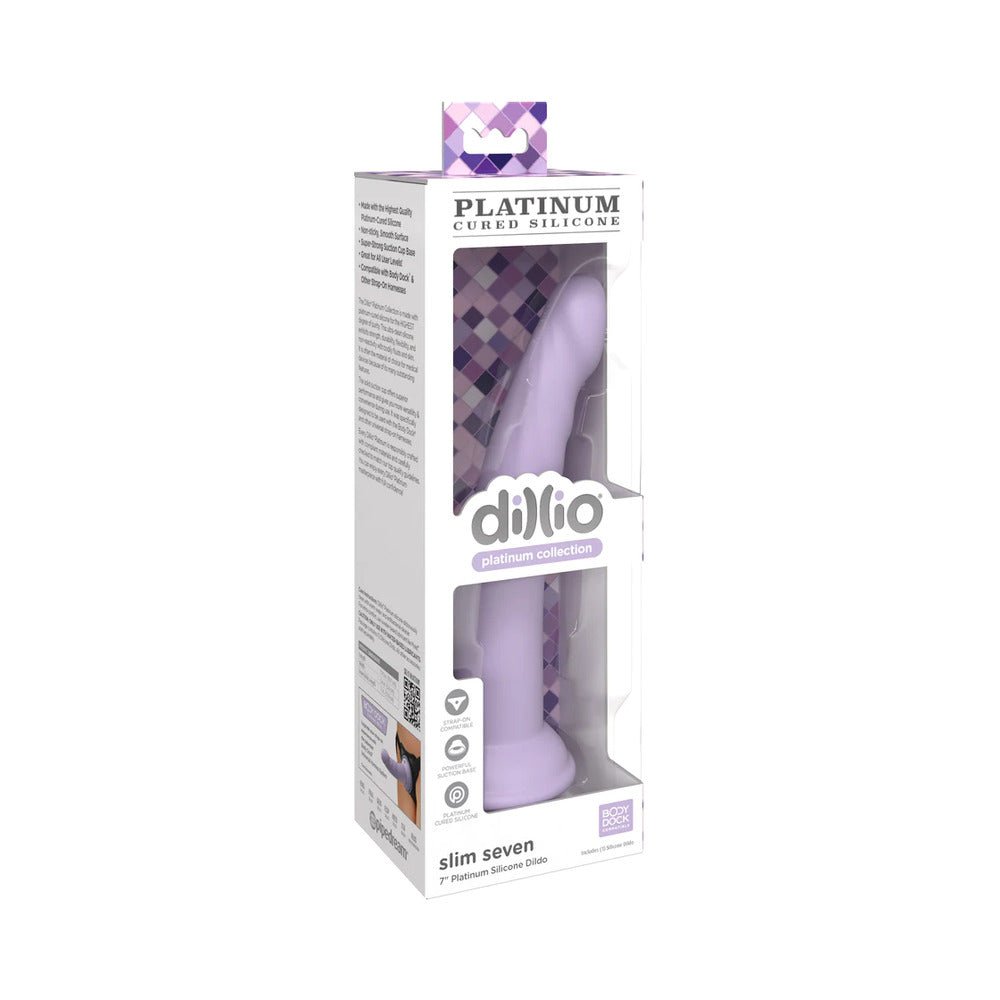 Dillio Platinum Collection Slim Seven 7 in. Silicone Dildo Purple - TruLuv Novelties