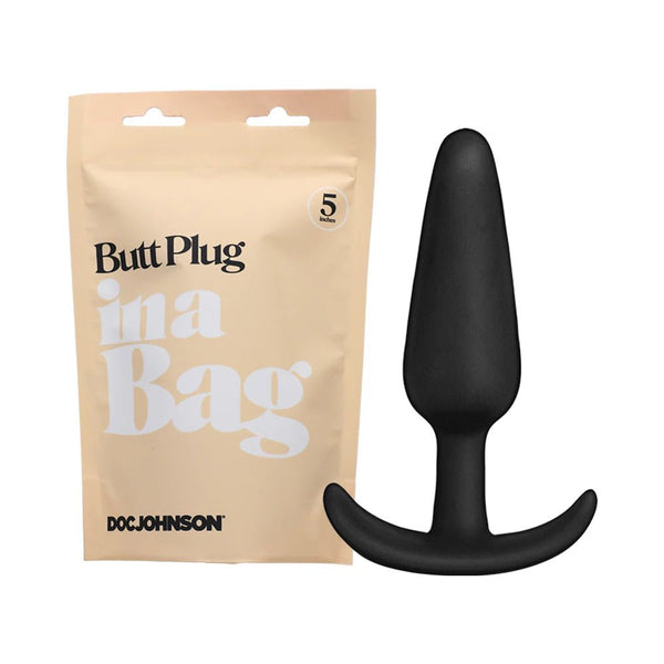 Doc Johnson Butt Plug In A Bag 5 in. Silicone Black - TruLuv Novelties