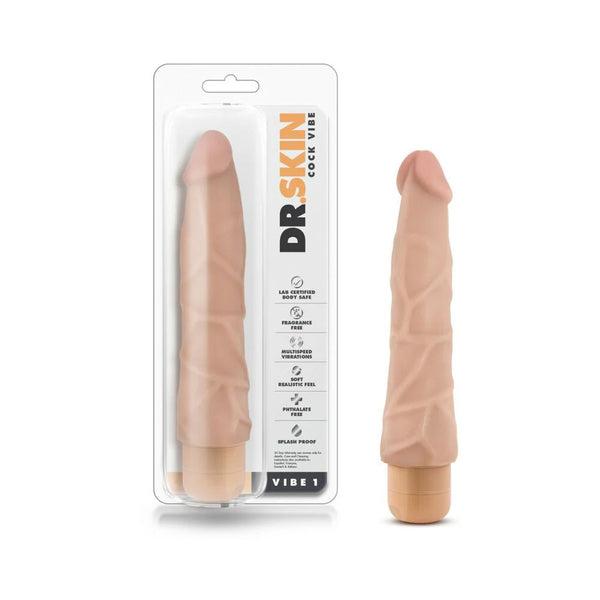 Dr. Skin Cock Vibe 1 Realistic 9 in. Vibrating Dildo Beige - TruLuv Novelties