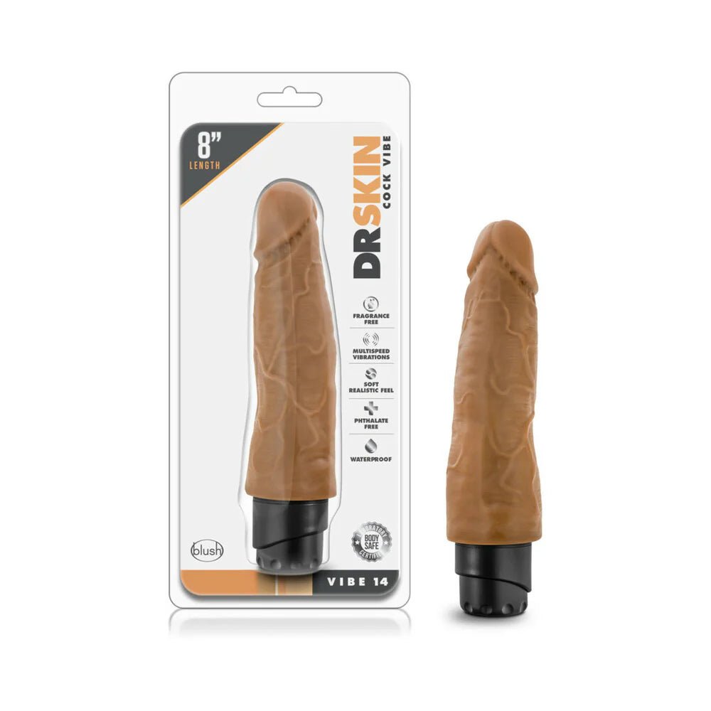 Dr. Skin Cock Vibe 14 Realistic 8 in. Vibrating Dildo Tan - TruLuv Novelties