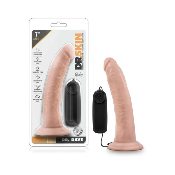Dr. Skin Dr. Dave Realistic 7 in. Vibrating Dildo Beige - TruLuv Novelties