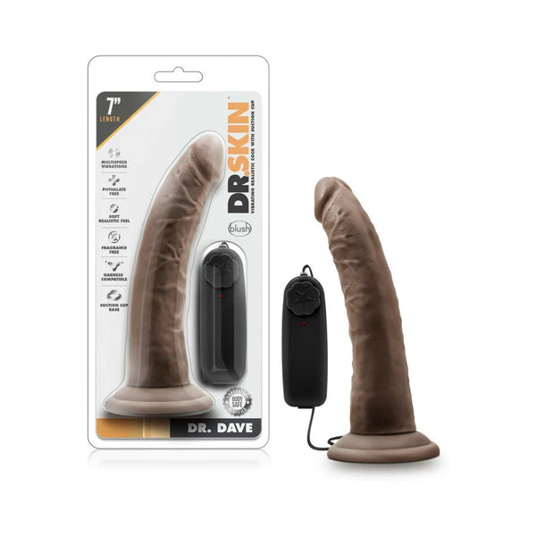Dr. Skin Dr. Dave Realistic 7 in. Vibrating Dildo Brown - TruLuv Novelties
