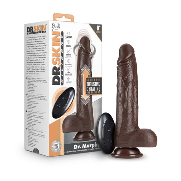 Dr. Skin Dr. Murphy 8 in. Thrusting & Gyrating Dildo with Remote Control Brown - TruLuv Novelties
