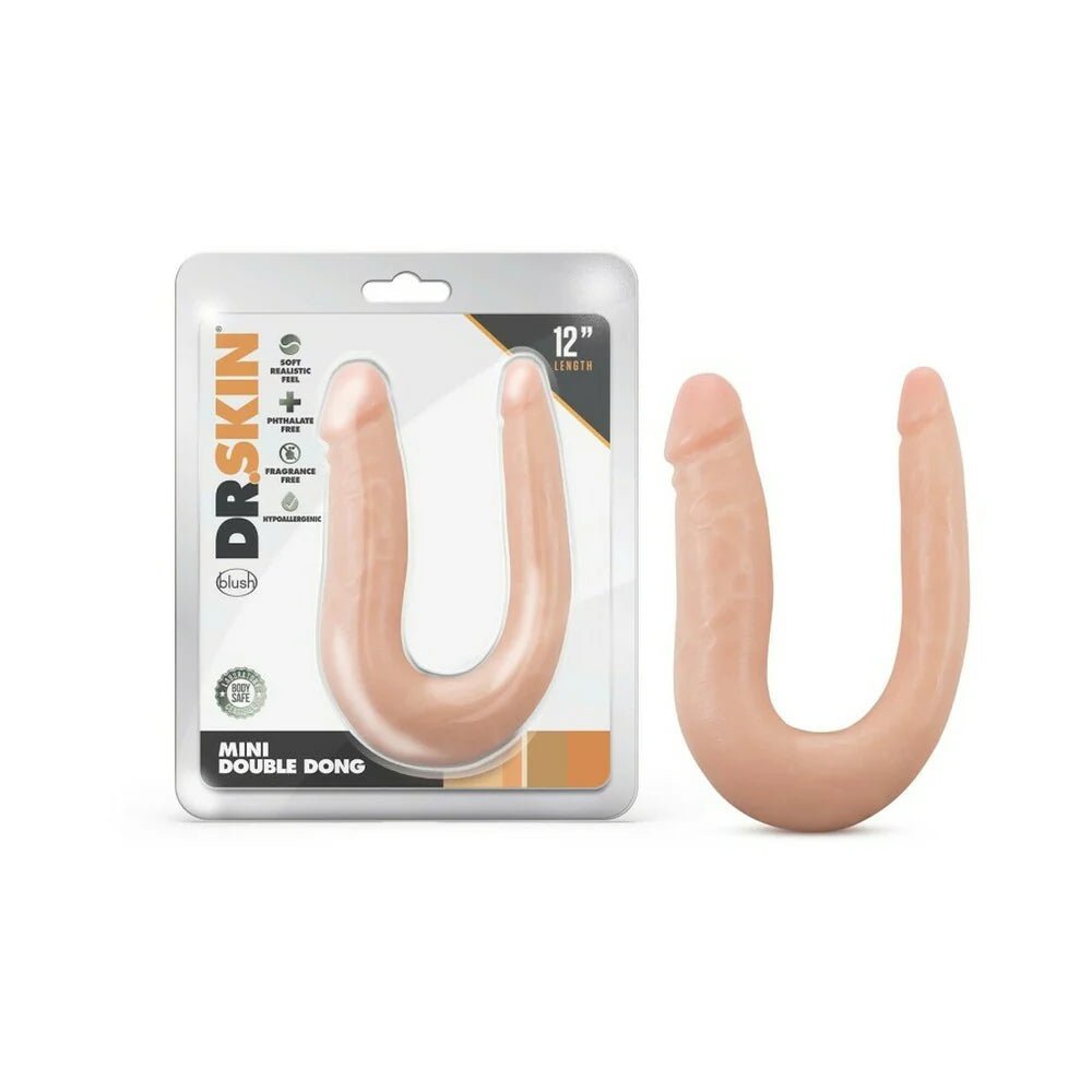 Dr. Skin Mini Double Dong Realistic 12 in. Dual - Ended Dildo Beige - TruLuv Novelties