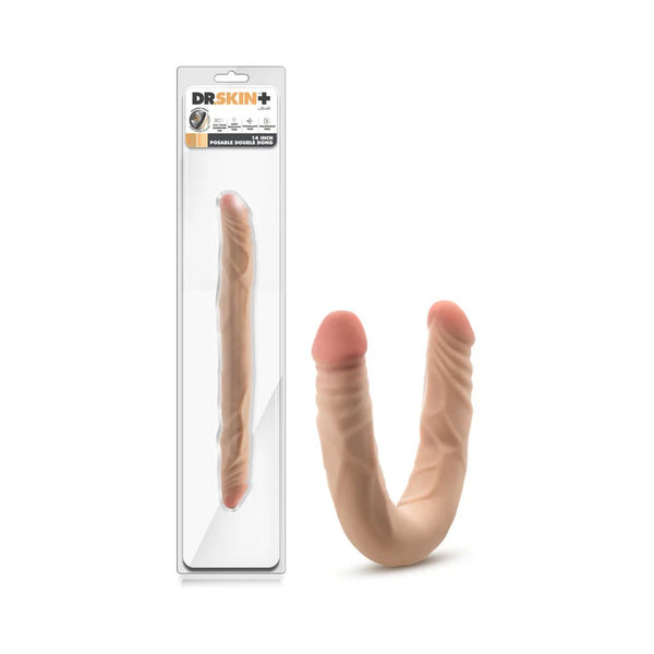Dr. Skin Plus 14 in. Posable Double Dong Beige - TruLuv Novelties