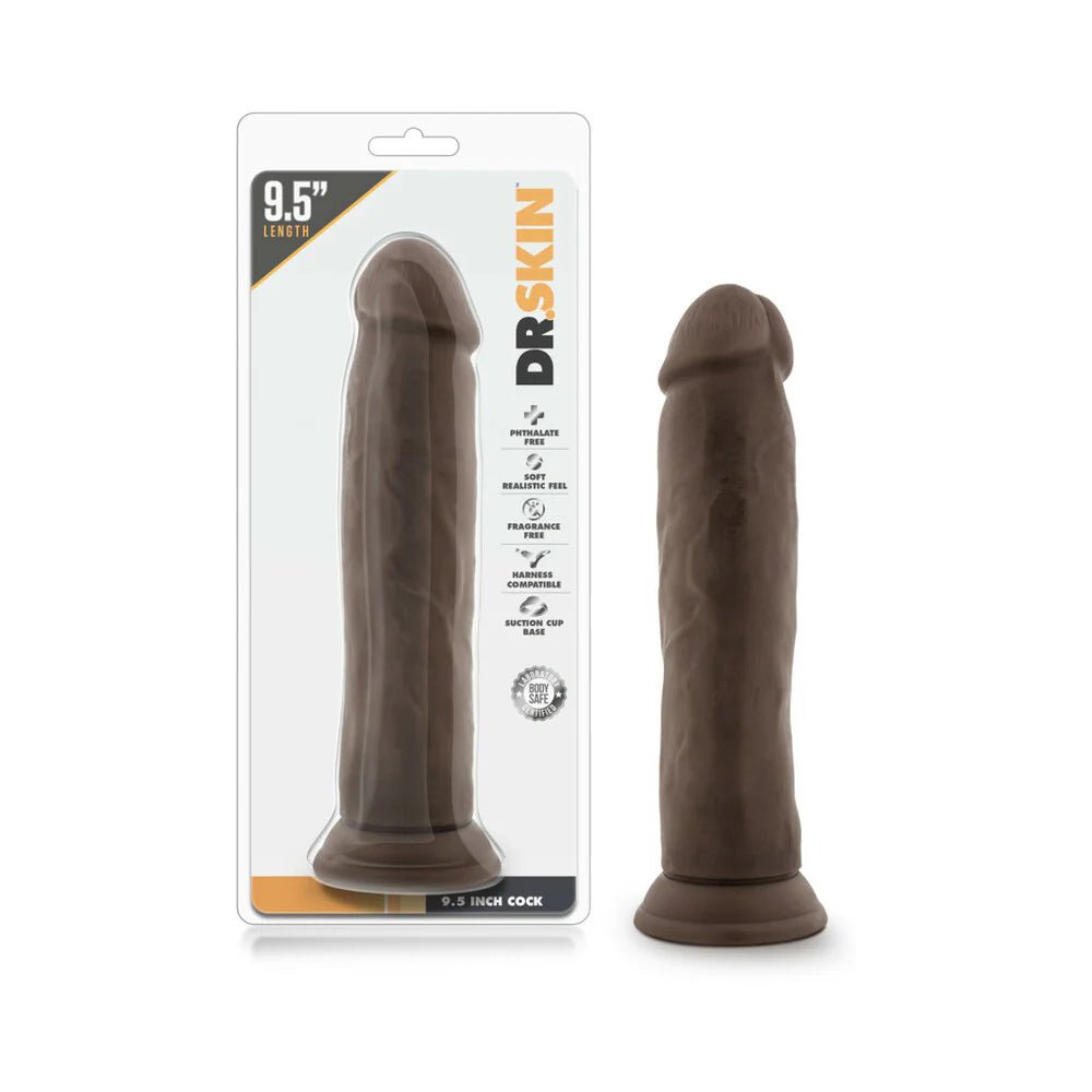 Dr. Skin Realistic 9 in. Dildo Brown - TruLuv Novelties