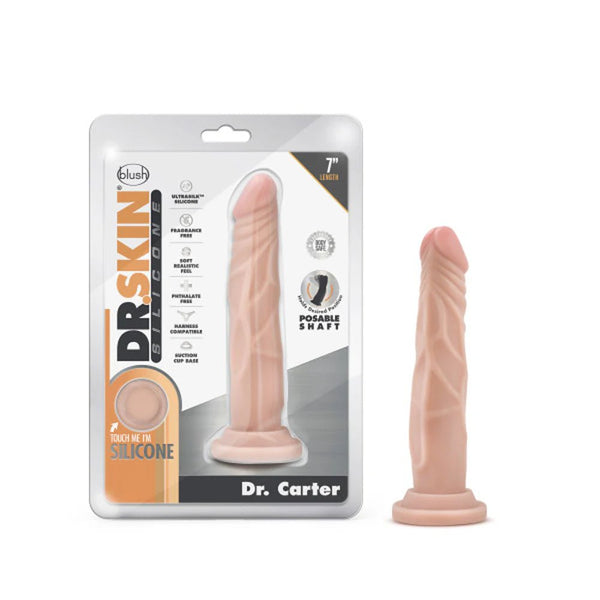 Dr. Skin Silicone Dr. Carter Realistic 7 in. Posable Dildo Beige - TruLuv Novelties