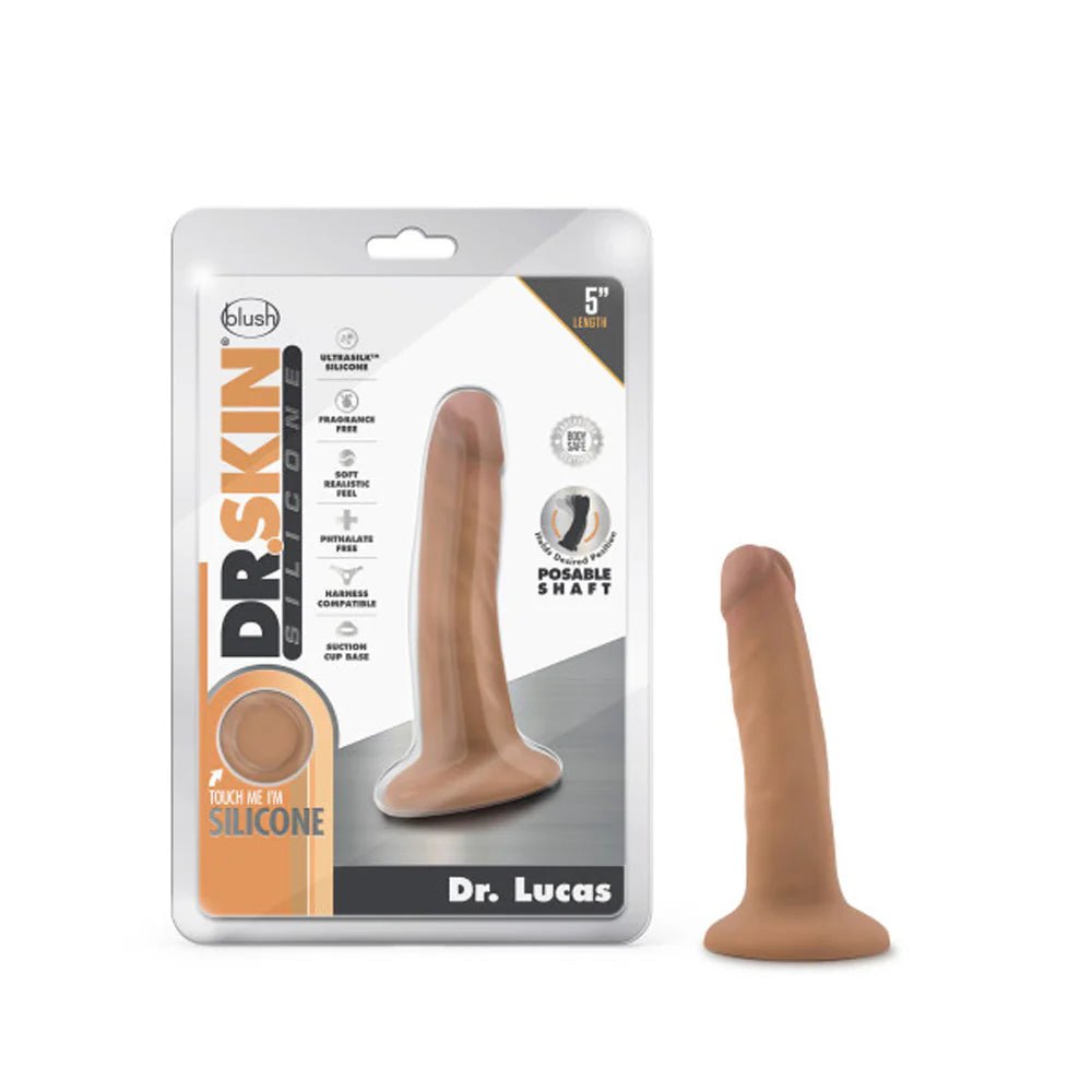 Dr. Skin Silicone Dr. Lucas 5.5 in. Posable Dildo Tan - TruLuv Novelties