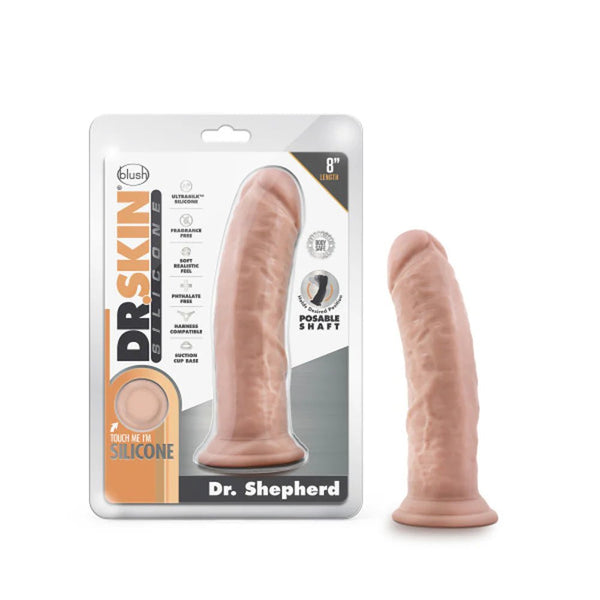 Dr. Skin Silicone Dr. Shepherd Realistic 8 in. Posable Dildo Beige - TruLuv Novelties