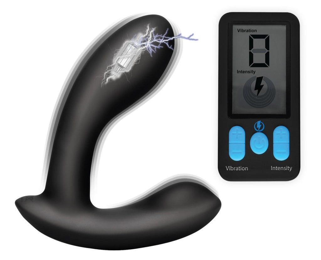 E-Stim and Vibrating Prostate Massager - Black - TruLuv Novelties