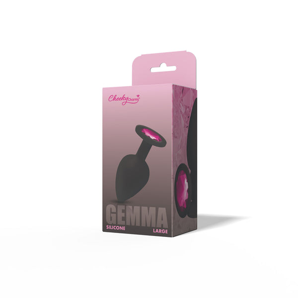 Gemma Pink Gem Black Silicone Plug - Large