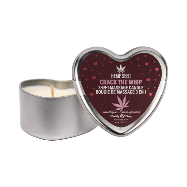Earthly Body Hemp Seed Valentine 3-in-1 Massage Candle Crack The Whip 4.7 oz. - TruLuv Novelties