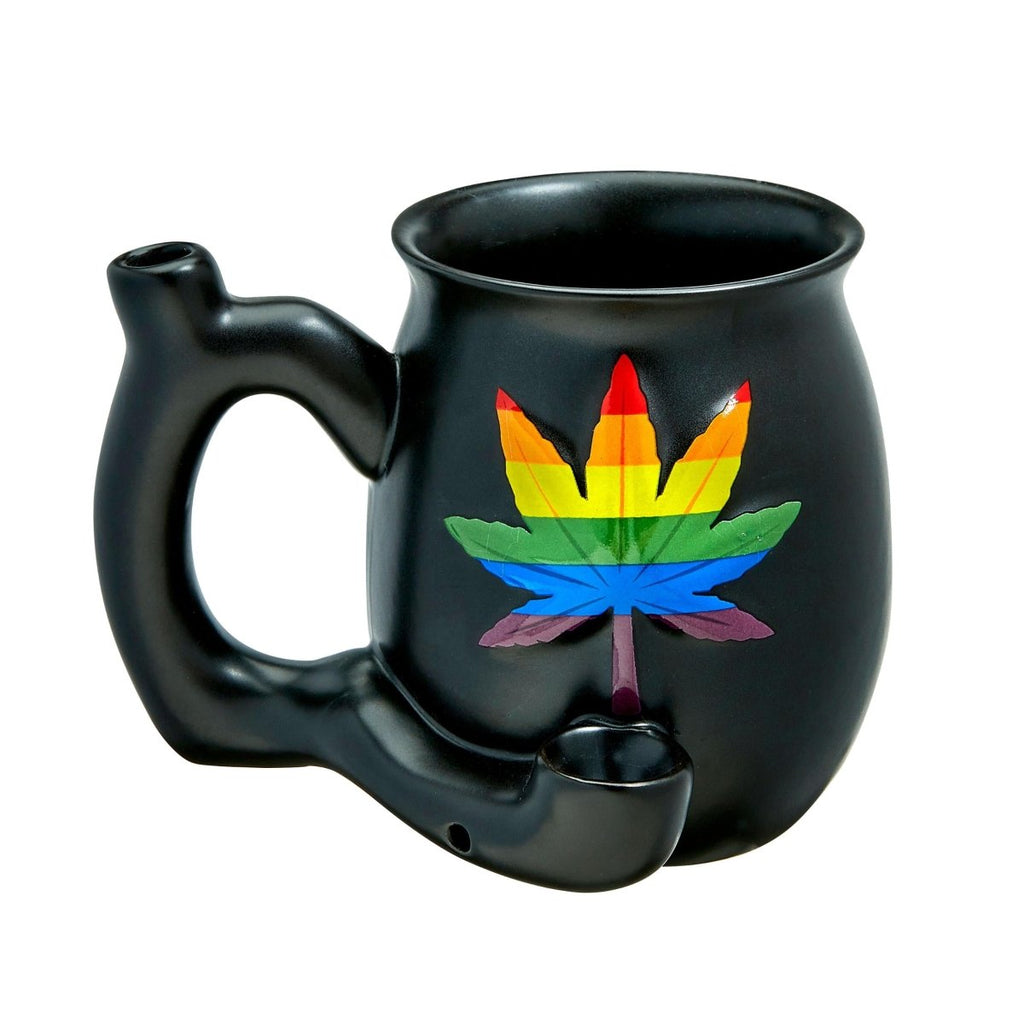 Embossed Leaf Matt Black Mug - Rainbow Leaf - TruLuv Novelties