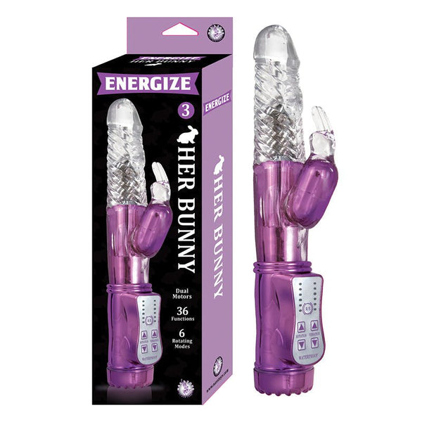 Energize Her Bunny 3 Energize Dual Motors 36 Function 6 Rotation Modes Waterproof Purple - TruLuv Novelties