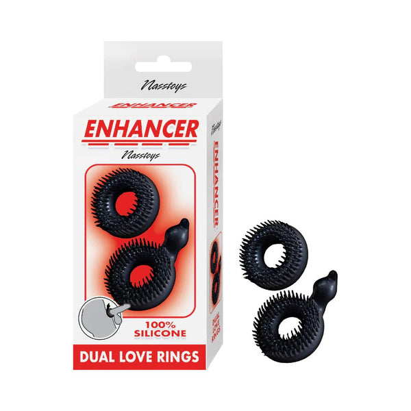 Enhancer Dual Love Rings Black - TruLuv Novelties
