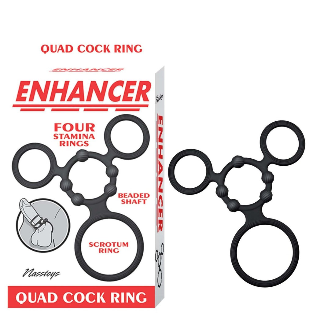 Enhancer Quad Cockring - Black - TruLuv Novelties