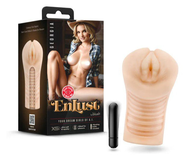 Enlust Georgia Male Masturbator With Bullet Vibrator - Beige - TruLuv Novelties