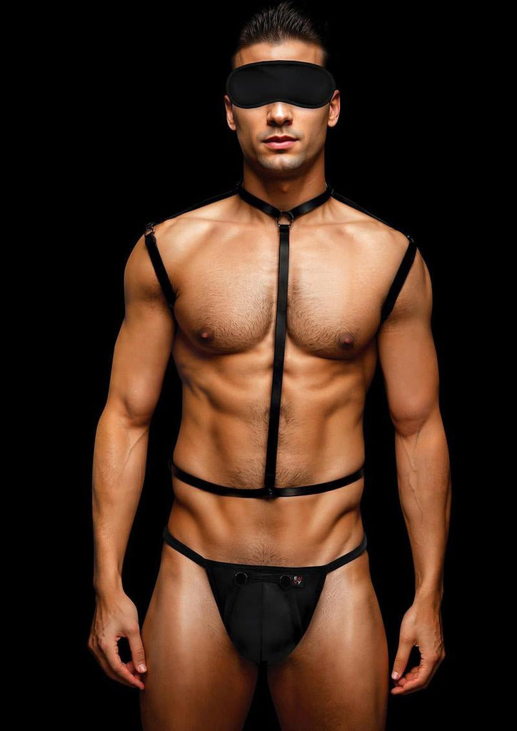 Envy 3 Pc Wet Look Chest Harness - Large/xlarge - Black - TruLuv Novelties