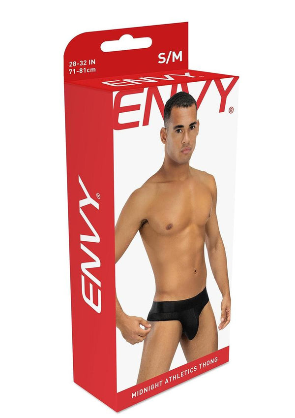 Envy Midnight Athletics Thong Black Small Medium - TruLuv Novelties