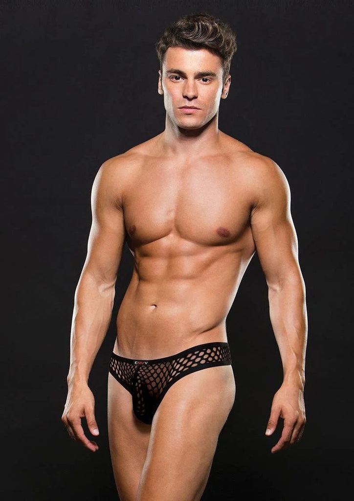 Envy Modern Fishnet Thong - Black - TruLuv Novelties