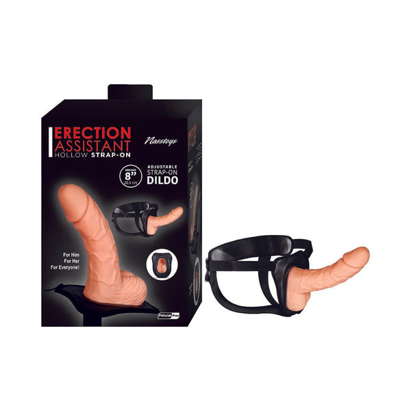 Erection Assistant Hollow Strap - On 8 in. White - TruLuv Novelties