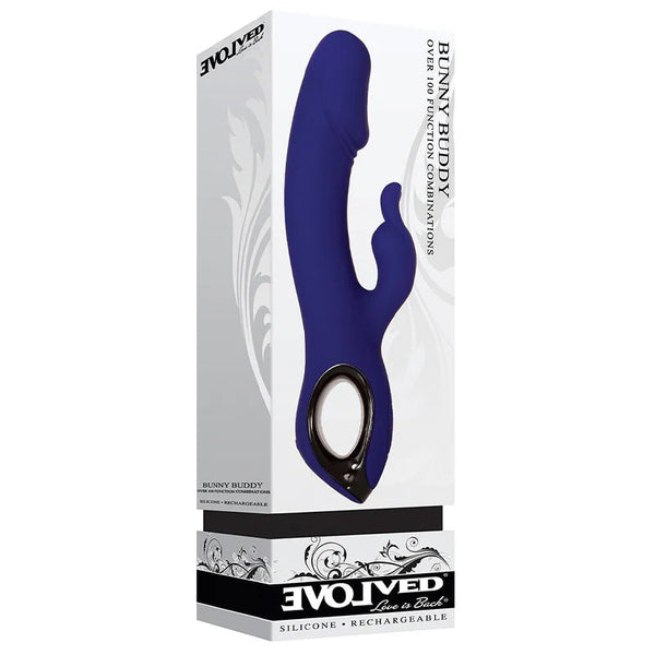 Evolved Bunny Buddy Rechargeable Silicone Rabbit Vibrator Blue - TruLuv Novelties