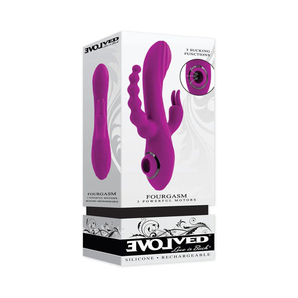 Evolved Fourgasm Rechargeable Triple Stim Vibe with Suction Silicone Purple - TruLuv Novelties