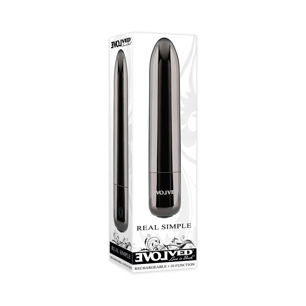 Evolved Real Simple Rechargeable Bullet Vibrator Black Chrome - TruLuv Novelties