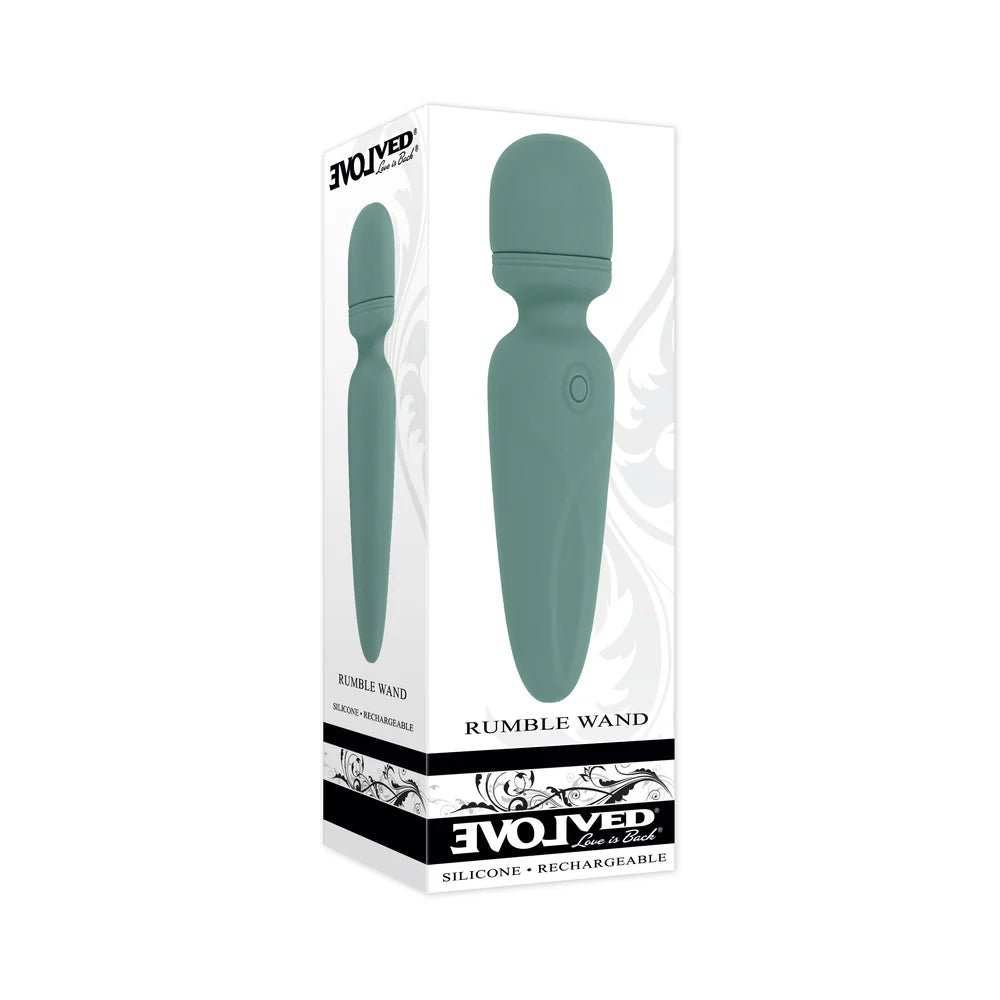 Evolved Rumble Wand Rechargeable Vibrating Mini Wand Silicone Green - TruLuv Novelties