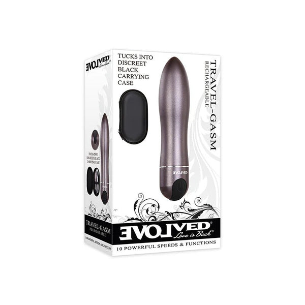Evolved Travel - Gasm Rechargeable Metal Bullet Vibrator With Carrying Case Gunmetal - TruLuv Novelties