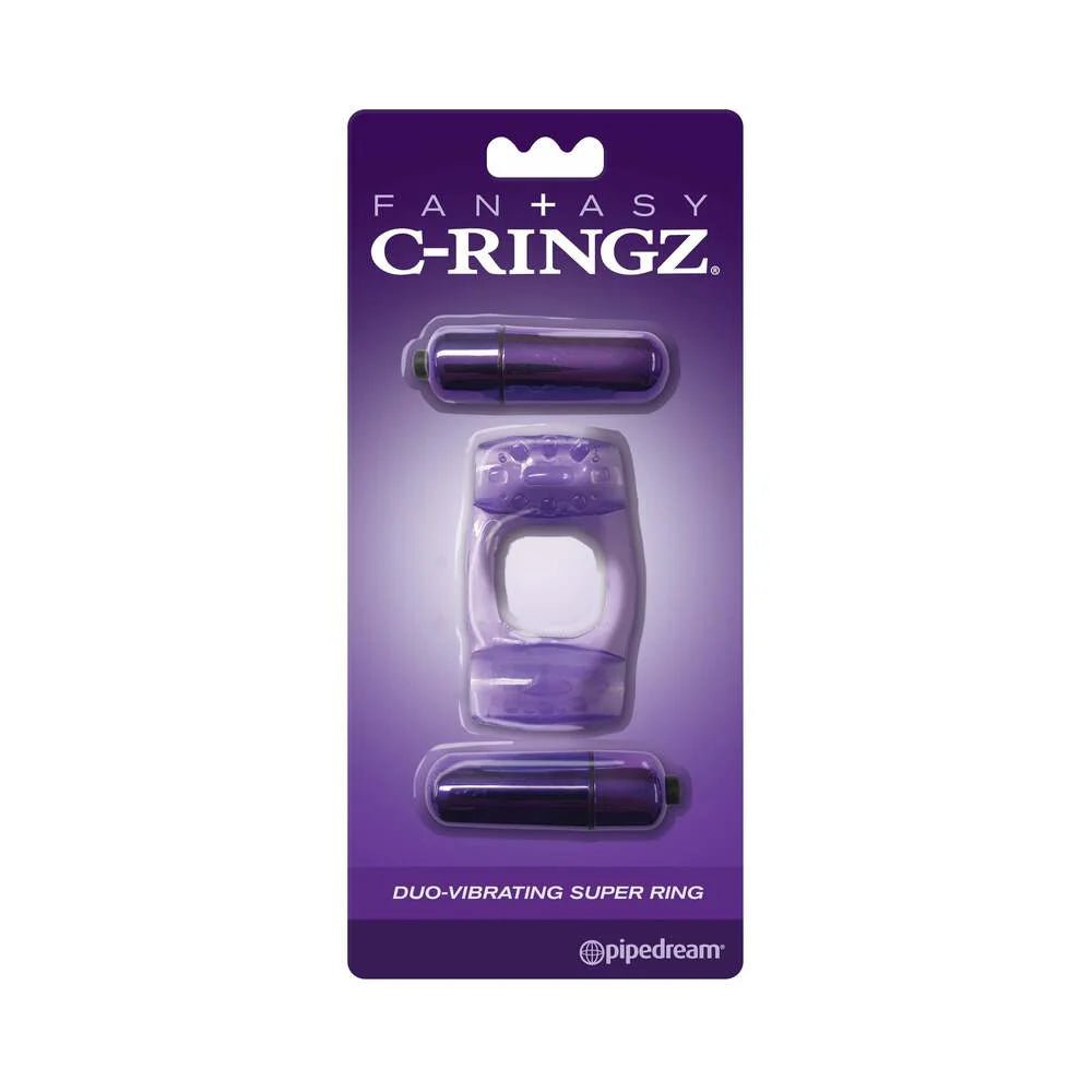 Fantasy C - Ringz Duo - Vibrating Super Ring With Dual Bullets Purple - TruLuv Novelties