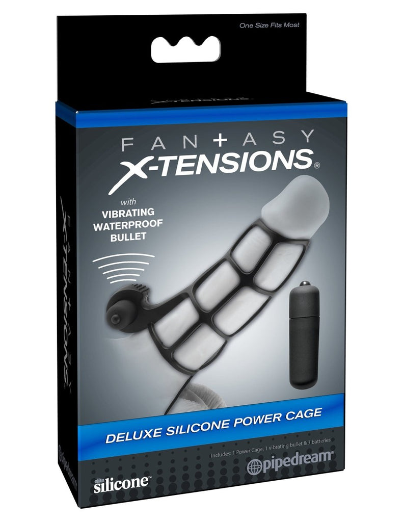 Fantasy X - Tensions Deluxe Silicone Power Cage - Black - TruLuv Novelties