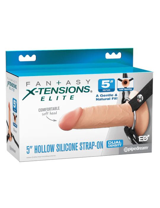 Fantasy X - Tensions Elite 5&quot; Silicone Hollow Strap - on Dual Density - Light - TruLuv Novelties