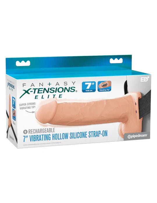 Fantasy X - Tensions Elite 7" Vibrating Hollow Silicone Strap - on - Light - TruLuv Novelties