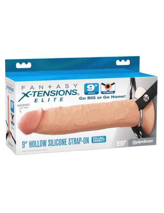 Fantasy X - Tensions Elite 9" Silicone Hollow Strap on - Light - TruLuv Novelties