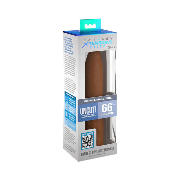 Fantasy X - tensions Elite Uncut 7 in. Open - Ended Silicone Enhancement Sleeve Tan - TruLuv Novelties