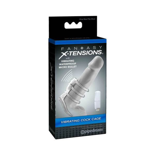Fantasy X - tensions Vibrating Cock Cage Clear - TruLuv Novelties